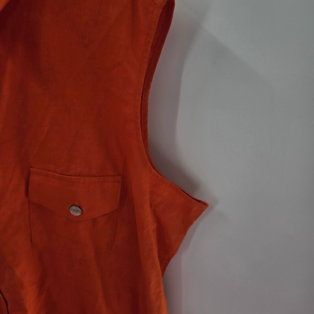 Vintage Caran New York Orange Linen/Cotton Sleeveless Mini Dress Size 3x - Picture 6 of 15